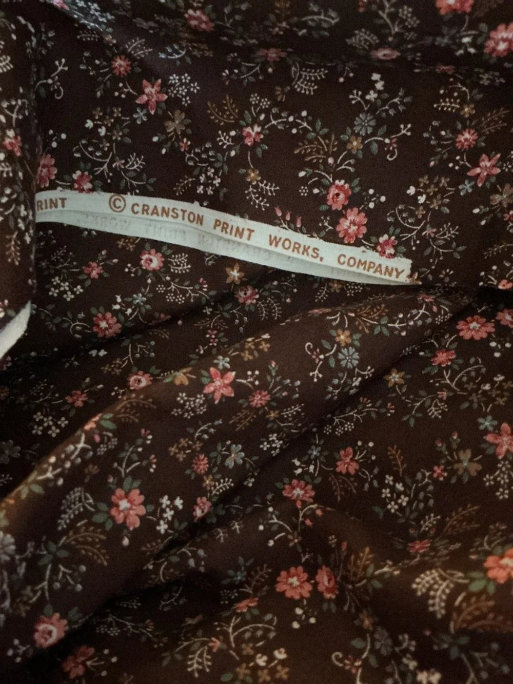 Vintage V.I.P Cranston Print Works Brown Floral Print Fabric